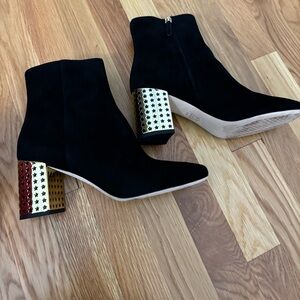 Tory Burch Olympia Suede Bootie with Gold Star Heels Size 9.5